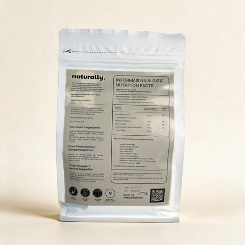 Naturally Vanilla Protein 250g back label, nutrition facts